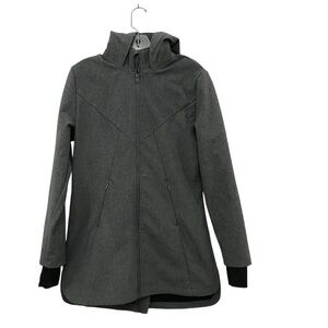 Mondetta Women's Long Softshell Jacket Thumb holes Medium Hooded Gray Zipper